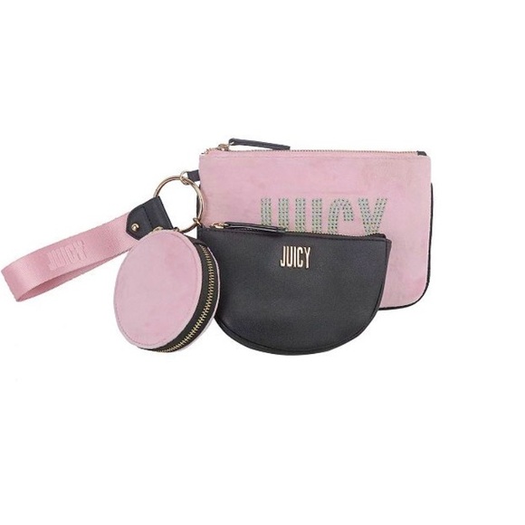 Juicy Couture Handbags - Juicy Couture Mini Me Pink and Black Wristlet Trio